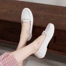 Zapatos planos de las mujeres versión coreana de la soja zapatos planos pequeños zapatos blancos de la madre nuevos zapatos casuales de la boca poco profunda solos - Blanco - Ver 4