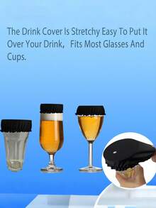 Reusable Polyester Drink Covers With Straw Hole, Protect Party Beverages, Elastic Cocktail Cup Sleeves, No Electricity Required