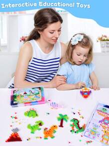 Set di 1.500 perle da stirare da 5 mm, giocattolo educativo fai-da-te per bambini, creativo per la realizzazione di gioielli, include 15 tipi di perle, 6 modelli, carta da stiro, pinzette e 24 accessori colore casuale, adatto per bambini oltre 5 anni, regali di compleanno e festività, creativi mestieri.