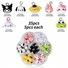 Sanrio 35 pingentes Sanrio: pingentes de resina Kawaii Hello Kitty e Kuromi para joias DIY - pulseiras, chaveiros, colares