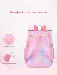 3pcs/Set Rainbow Heart Print Polyester School Backpack With Cute Pendant, Including Lunch Box & Pencil Case, Large Capacity Multi-Compartment Design, Adjustable Shoulder Straps, Waterproof Durable Fabric, Zipper Closure, Suitable For School & Outdoor, Back To School Gift - A - View 7