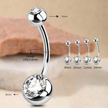 Bauchnabelpiercing, 14G Bauchnabelpiercing 14mm 12mm 10mm 8mm kurz lang Bauchnabelring mit kubischen Zirkoniasteinen, Bauchnabelpiercing Schmuck für Frauen und Männer