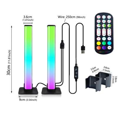 2パック スマートLEDライトストリップ、RGBミュージックシンク、ワイヤレスIR &アプリ制御、USB給電、防水でない、デスクランプ、ダイナミックライティング、ゲーミング、寝室、ホームデコ、パーティー &ウェディング装飾、オフィス用品、理想的な誕生日プレゼント
