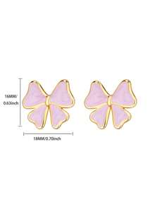 1 Pair Delicate Enamel Bow Earrings, Sweet & Cute Pink/White/Black Bow Earrings, Fashion Jewelry For Women, Gift For Her, Women's Accessories, Valentine's Day/Mother's Day Gift - Bow - View 15