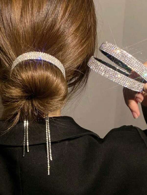 1 pieza Pinza de pelo de lujo con rhinestones, tocado formal decorado con cuentas de resina cortadas con láser, artículos escolares, atuendo de fiesta
