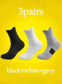 3 pares de meias de basquete Elite masculinas, curtas, cano médio, felpudas e acolchoadas, com absorção de impacto, antiderrapantes, para corrida e treinamento