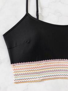 jeederkim Beach Vacation Spa Spaghetti Strap Split Swimsuit, New Sexy Triangle Bikini Swimwear - Black - View 8