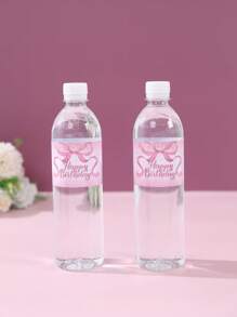 10/24 Stücke rosa Schleifenmuster Geburtstags Flaschenetiketten Aufkleber, rosa Schleifenthema Flaschenetiketten für Geburtstags-Baby-Dusche Geschlechts-Enthüllungs-Party Geschenkverpackung Aufkleber, Familien Feiertags-Party Gastgeschenke Heim Esszimmerdekoration, rosa Schleifenwasser Flasche Geschenkverpackung Aufkleber, Geschenkverpackung Zubehör, Geburtstags Party Dekorationen, Geburtstag Party Zubehör, Party Gastgeschenke