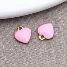 10pcs 8x9mm Cute Tiny Enamel Stainless Steel Heart Charms Mini Love Pendants For DIY Bracelet Necklace Earrings Jewelry Making Crafts Accessories