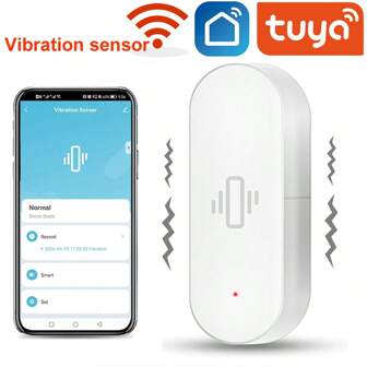 EMASTIFF Tuya Smart Home WiFi Vibration Sensor Detection Smart Life APP Notification Real-Time Motion Shock Alarm History Record Security