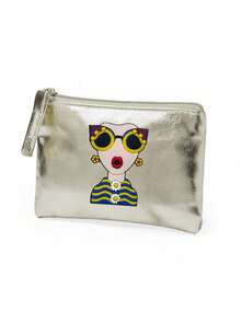 High-Quality Pu Coin Purse Is Waterproof, Simple And Stylish, Portable, With Pvc Goddess Free Of Sticking Bricks, Elegant Goddess Green And Yellow Striped Goddess, Large-Capacity Cosmetic Bag - Multicolor - View 9
