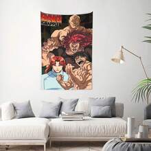 Manta Baki El Luchador Tapiz de anime Bandera Arte de pared Decoración colgante de pared para dormitorio, sala de estar Decoración de pared para hombres y mujeres 40x60 pulgadas - Negro - Ver 2