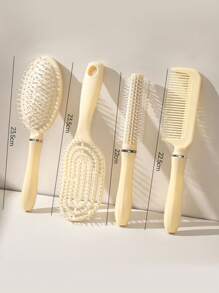 4pcs Fluffy Air Cushion Hair Comb Set, Long Hair Straightening Brush, Student Dormitory/Home Use, Women Curling Massage Comb