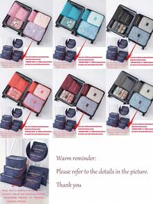 6 件旅行收纳袋套装 - 大容量收纳袋、化妆包、洗漱包、行李袋、多色可选、可折叠、防水、适合整理衣服、鞋子、内衣、化妆品、电子产品、旅行配件、度假、商务旅行、家居收纳 - 綠色6件套裝 - 查看 10