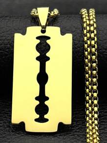 1 Peça Colar Longo de Aço Inoxidável para Homens e Mulheres, Cor Preta, Estilo Punk, Gótico, Steampunk, Grunge, Hip Hop, Joias de Colar