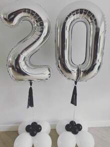 40 Inch Silver Mylar Number Balloons, Large Foil Digit Balloons For Birthday Party Decor, Wedding Anniversary Celebration Supplies