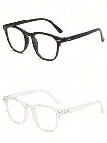 2 Pairs / 1 Pair Of Glasses Suitable For Both Men And Women, Suitable For Computer Reading / Gaming / Watching TV / Using Mobile Phones - Clear - View 9