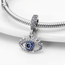 1 Piece 925 Sterling Silver Magic Eye Gemstone Pendant, Star And Moon Blue Eye Pendant, Sacred Eye Pendant, Moon And Eye Pendant, All-Seeing Eye Pendant, Devil's Eye Series Lucky Rotating Eye Pendant, Evil Guardian Sacred Eye And Hand Pendant