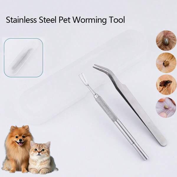 Porta garrapatas de acero inoxidable, herramienta de extracción de garrapatas, fácil de transportar, apto para uso en interiores y exteriores, dureza, pinzas de mascota disponibles para gatos y perros, fácil de almacenar