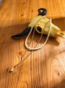 1pc Stylish Handmade Pearl Bohemian Necklace, Suitable For Women's Daily Wear And Parties