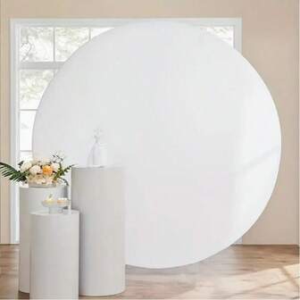 1pc Solid White Circular Arch Background Fabric, Round Arch Background Cloth Elastic Cloth Round Background Cloth With Elastic Band, Diameter 120/150/180/200/220cm Round Arch Cover Wedding Birthday Party Room Backdrop Decoration, White Round Photo Backdrop Suitable Around Circular Stand, Wedding Birthday Family Party Photography Background Decoration Prop, Cheistmas Party New Year Party Home Decor Room Decor Background Decor