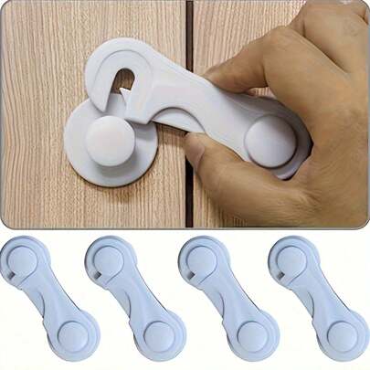 1/2/5/10pcs Premium White Cabinet Door Locks - Locks For Drawer, Cupboards, Fridge, Oven, Closet, Pantry - Adhesive, Easy Installation, Tamper-Proof, Durable Door Latch Locks, Locks For Cupboard