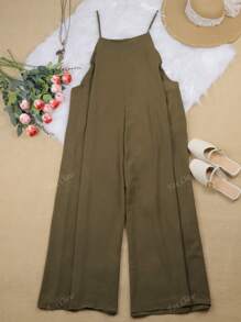 Mono de pierna ancha con tirantes para mujer talla grande