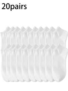 30 Pares/20 Pares/12 Pares/10 Pares/1 Par Meias Sólidas Versáteis Preto, Branco e Cinza Unissex, Design Minimalista e Simples para Uso Diário