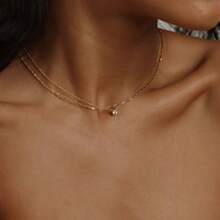 Collar de doble capa sencillo con incrustaciones de rhinestones para mujer, joyería de moda versátil y casual
