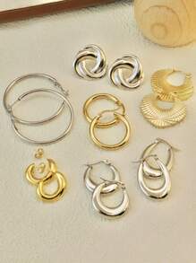 20 conjuntos de brincos/brincos de pino femininos para uso aleatório. Brincos de borla de prata boêmios antigos, design geométrico circular com vários elementos em imitação de turquesa, brincos de metal vazados, uso diário, acessórios de festa, presentes versáteis para reuniões, estilos para todas as estações.