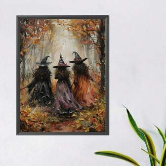 1 PIEZA Juego de Pintura de Arte Diamante de Halloween Manualidades Bruja Gótica Niña Mujer Anime Juego de Pegatinas Mosaico 5D Cuadros de Mosaico Juego de Bordado de Punto de Cruz Cristales Rhinestone Decoración del Hogar Regalo de Vacaciones