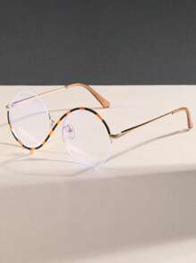 Neue Mode Damen einzigartiges Design PC (Polycarbonat) Halbrand Flachlinsen Brillen, asymmetrischer Stil, perfekt für Fotos