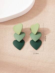 1 Pair Geometric Heart Shaped Enamel Layered Earrings - Multicolor - View 2