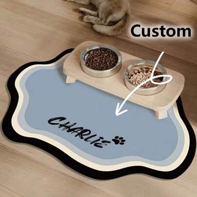 Personalized Pet Feeding Mat - Quick Drying With Water Absorption, Customized Non-Slip Cat Bowl Mat With Pet's Name, Nordic Style Dog Floor Mat Ornamental,Engraved Stylish,Fashion,Colorful,Vintage,Cute,Contracted,Cuties Custom,Unique,Customized,Personalized Pet For Anniversaries,For Birthdays,Vacay Vibes,Fall Décor
