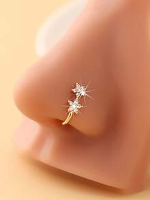 1pc Fashion Flower Nose Clip, No Piercing Nose Stud Embedded With Artificial Zirconia, Stylish Nose Ornament - Multicolor - View 9