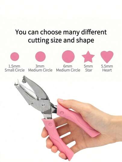 1 pieza Perforadora manual con forma de corazón de un solo orificio, con construcción metálica y mango suave, adecuada para ropa, boletos, manualidades DIY, álbumes de recortes, útiles escolares, vuelta al cole