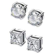 4pcs Simple Cubic Zirconia Decorative Magnetic Ear Cuff For Men, Non-Rotating CZ Stud Earrings, Hypoallergenic Stainless Steel Fashionable Magnetic Ear Studs Suitable For Men And Women, 6mm - Silver - View 12