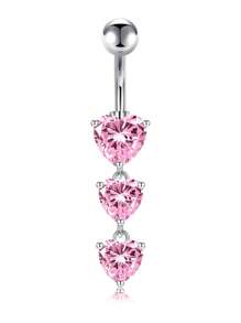 1 Peça Argola para Umbigo Descaída Rosa, Y2K, Joia de Piercing de Umbigo Fofa com Asa, Coração, Borboleta e CZ, 14G, para Mulheres