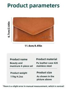 4Pcs Set Stainless Steel Nail Clipper Set With 3 Color Stylish Leather Case Options - Includes Nose Scissors And Nail File, Perfect For Travel And Gifts