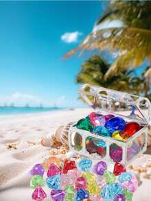 6/10/15件潜水宝石泳池玩具，钻石宝箱游泳宝石海盗潜水玩具套装，水下游泳玩具游戏礼品（金色） - 彩色 - 查看 5