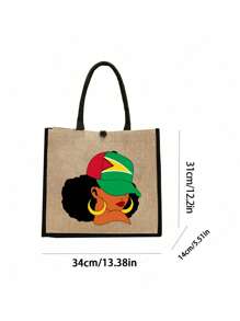 Lightweight Handbag And Matching Makeup Bag - Made Of Waterproof And Easy To Clean Fabric, With A Hat And The "" Letter Pattern For Women, Suitable For Shopping, Travel, Beaches, Teacher Thank-You Gifts, And Women's Linen Large Capacity Handbags. Innovative Design And Large Capacity Make It An Ideal Shopping Bag.