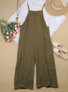 Mono de pierna ancha con tirantes para mujer talla grande