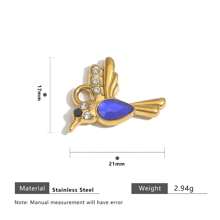 1 Pc 304 Stainless Steel 18k Gold-Plated Pendant With Natural Stone Fish, Moon, Crab, Turtle And Bird, Women's Stainless Steel Jewellery Accessories DIY Pendant