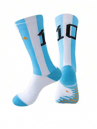 3 Pairs, Men's Professional Football Socks, Men's Anti Slip Practical Training Socks, Towel Bottom Basketball Socks, Mid Tube Sports Socks