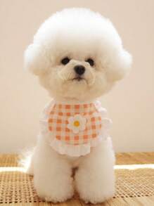 1pc Pet Daisy Plaid Bib, Cute Dog Bandana, Stylish Drool Bibs Suitable For Small/Medium Dogs And Cats