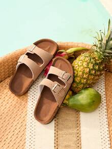 Tropiscape Fashion Buckle Flat Slippers Holiday Style Summer Men's And Women's Beach Buckle Outdoor Leisure Slippers Vacay Vibes Vacation Relax Beach Autumn Winter Gifts