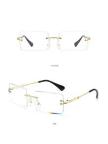 1 pièce Lunettes de mode sans monture pour hommes, lunettes de soleil vintage de luxe pour les voyages et l'extérieur. Lunettes de mode pour hommes pour l'été, les vacances à la plage, l'extérieur et les voyages