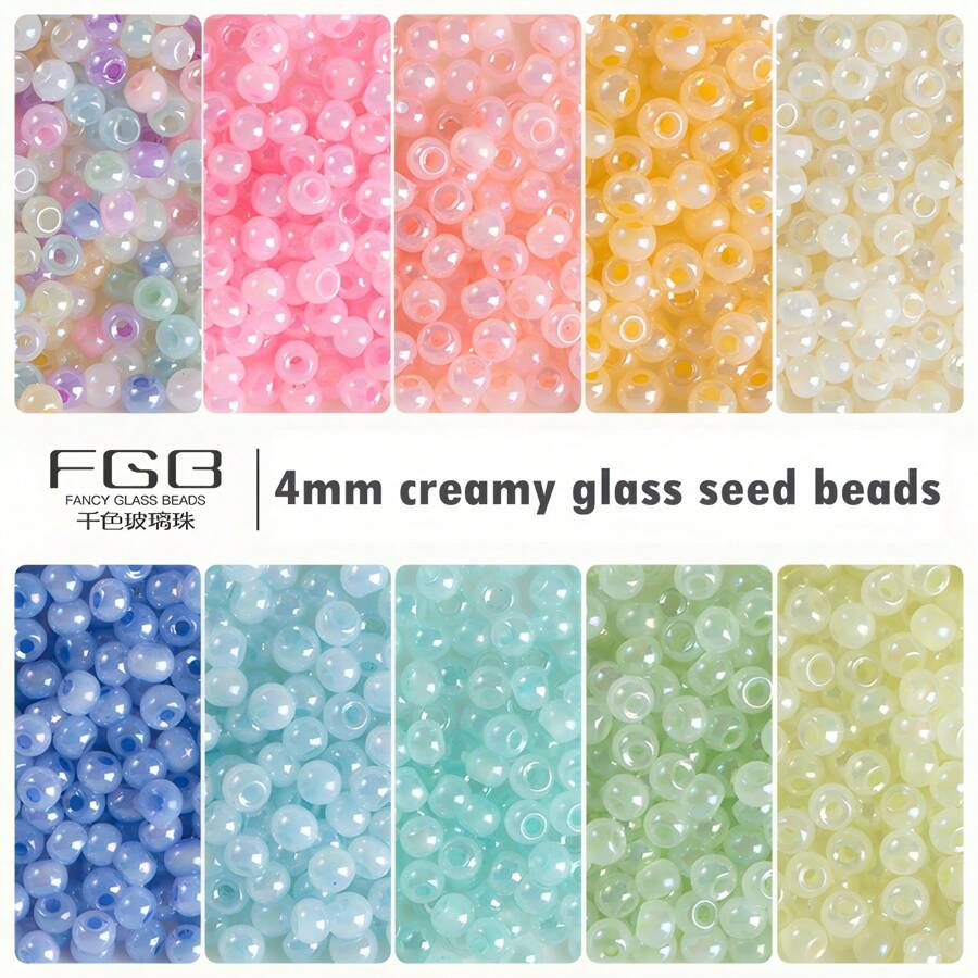 4mm 360 piezas Cuentas de vidrio, 13 colores 6/0 Pequeñas cuentas artesanales, Pequeñas cuentas espaciadoras para hacer joyas DIY, pulseras, collares y manualidades, agujero de 1,2mm