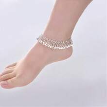 1pc Bells Tassel Rhinestone Accent Bohemian Beach Resort Anklet
