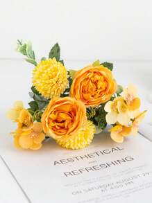 1PC/3PCS Artificial 7-Head Peony Silk Hydrangea Bouquet, Bride Holding Flower Material, Home, Dining Room, Vase Decoration, Wedding Decoration, Background Wall Decoration, Flower Wedding Car With DIY Wreath Material, Door Lintel, Flower Material, Valentine's Day Gift, Autumn Decoration,Fall Decor,Autumn
